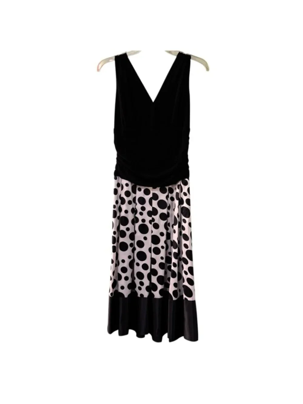 Polka Dot Dress Women's 12 Black & White Sleeveless Jessica Howard Evenings - Picture 9 of 16